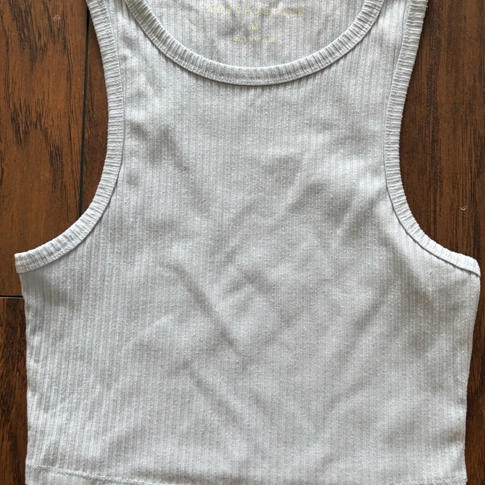 Aeropostale Light Gray Ribbed Tank Top